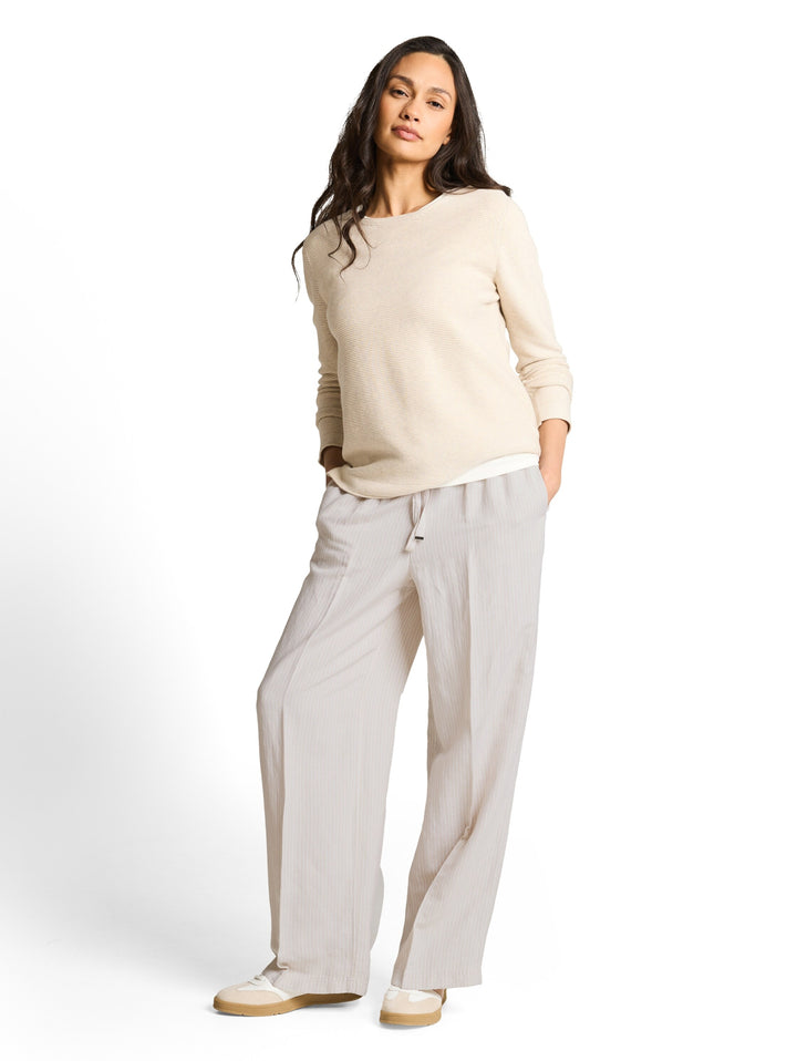 linen loose fit wide leg pants, taupe white irregular stripe 40073 Bild 8