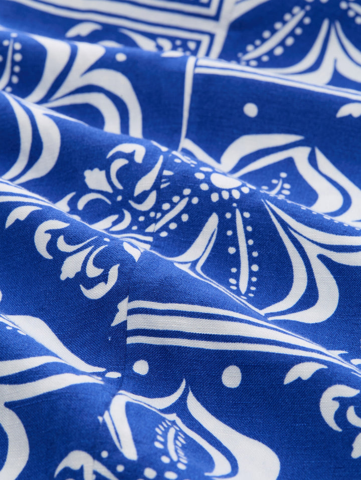 linen wide leg pants, blue flower tile design 40261 Bild 3