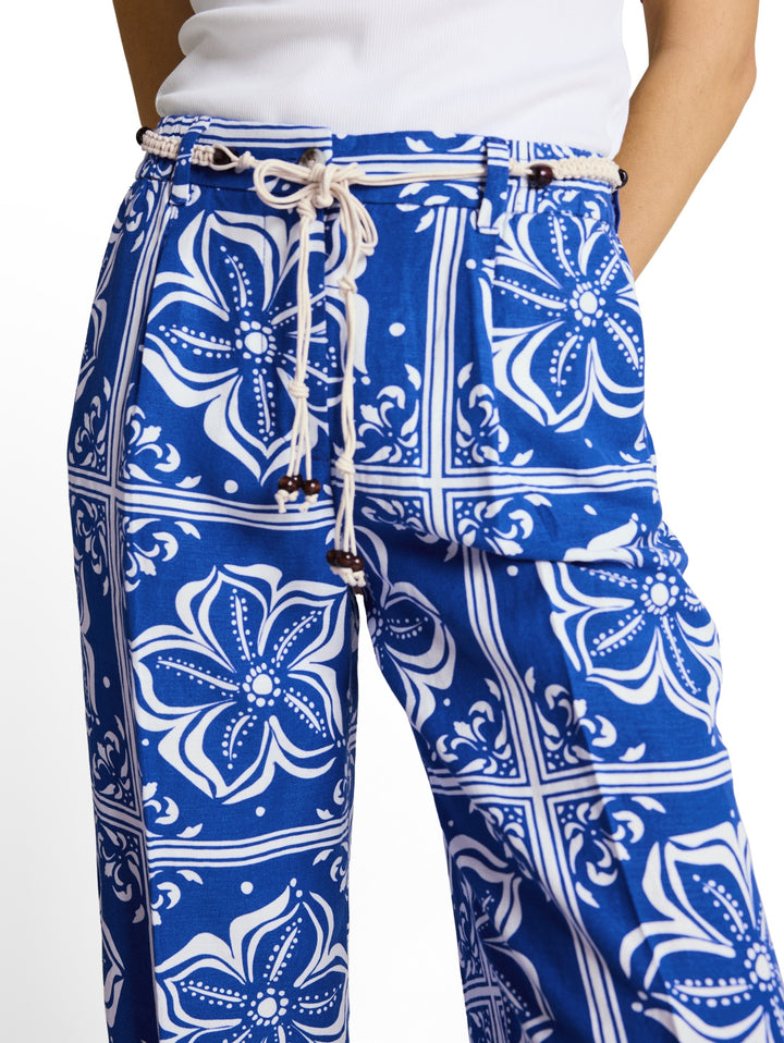 linen wide leg pants, blue flower tile design 40261 Bild 5