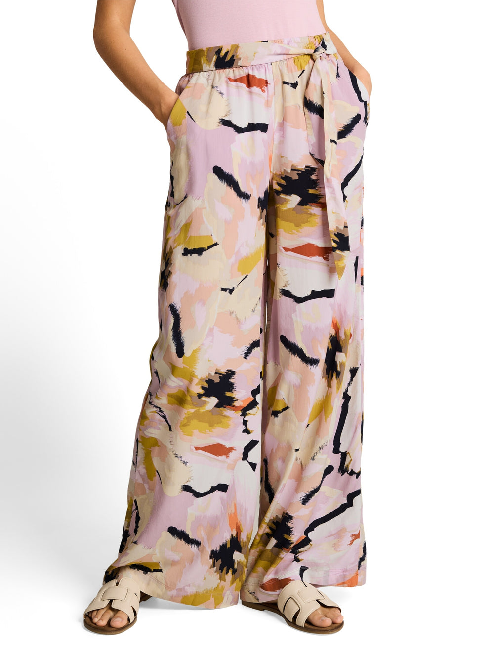 loose fit palazzo pants, big abstract flower print 39736 Bild 2
