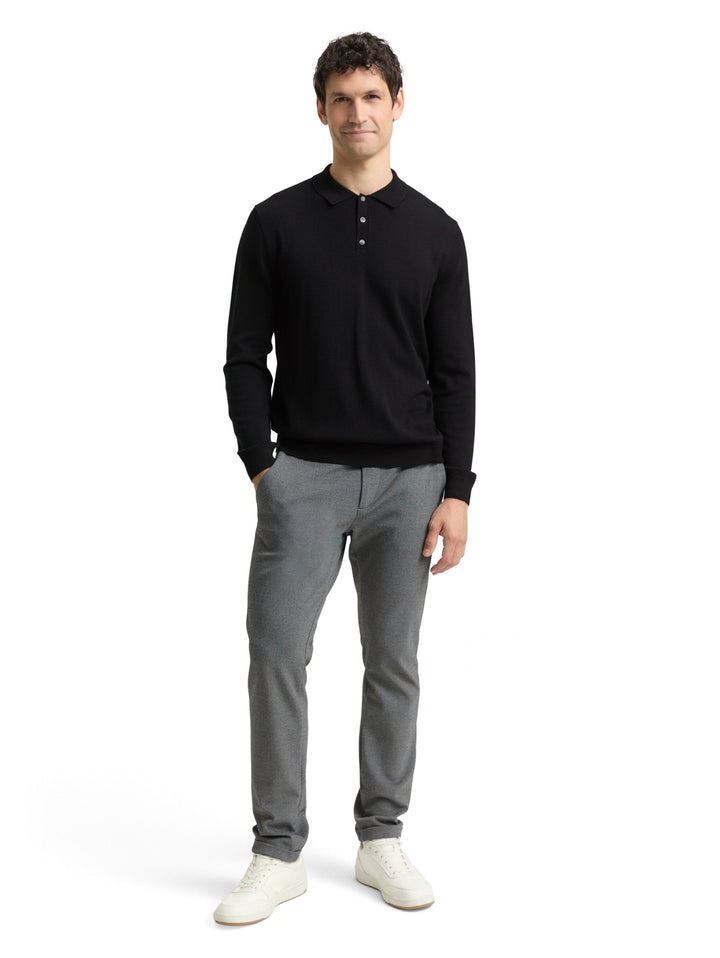 merino wool knit polo, Black 29999 Bild 3