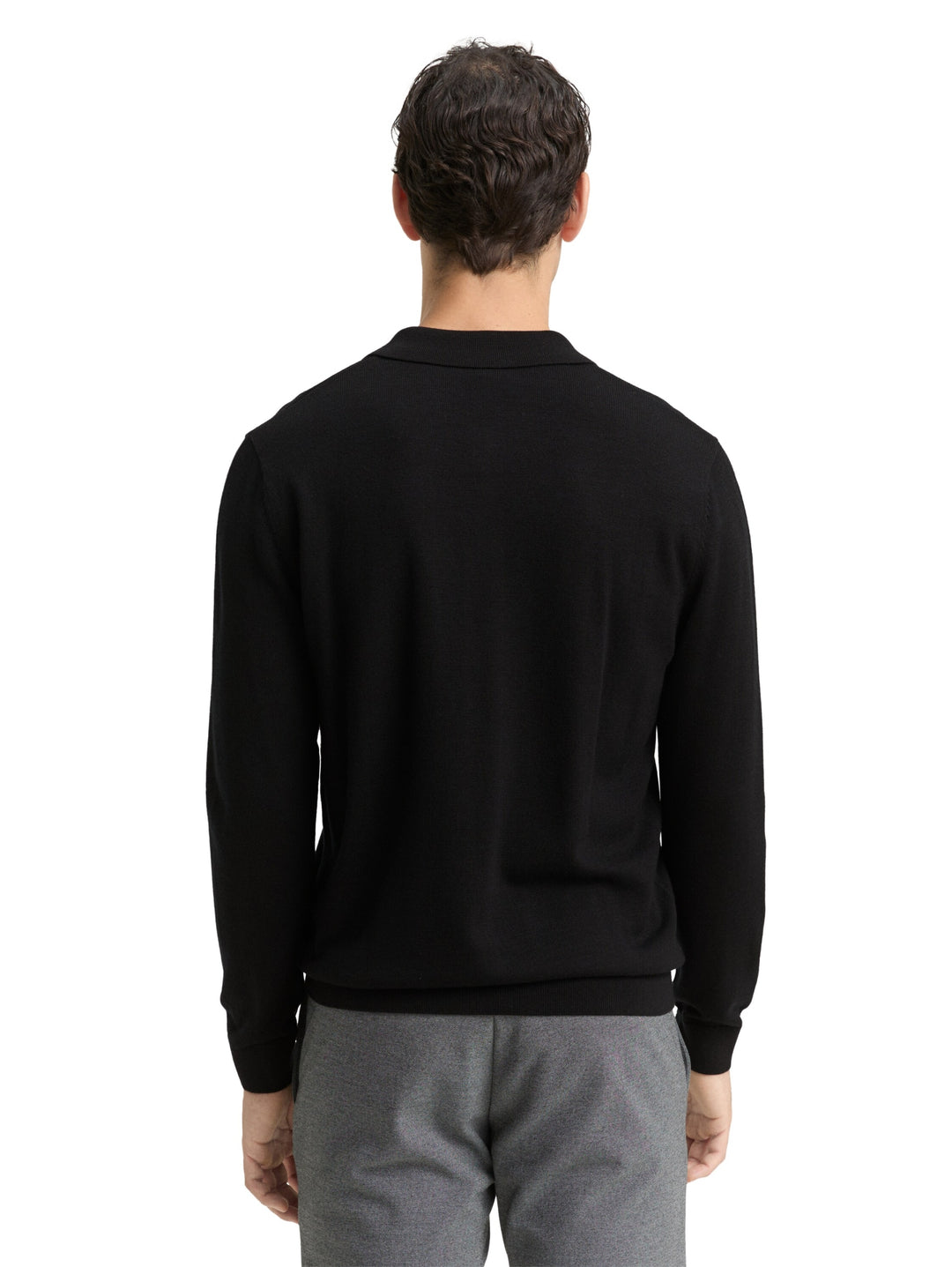 merino wool knit polo, Black 29999 Bild 5