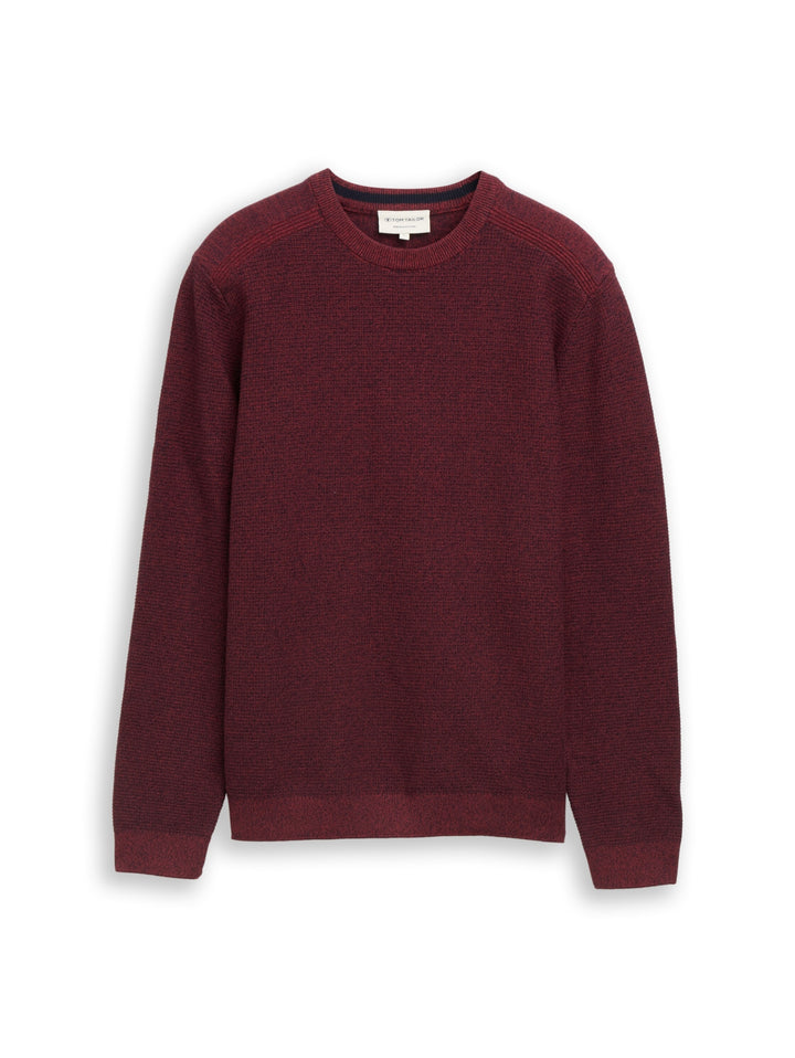 mouline structured crew neck k, red navy mouline 34249 Bild 1