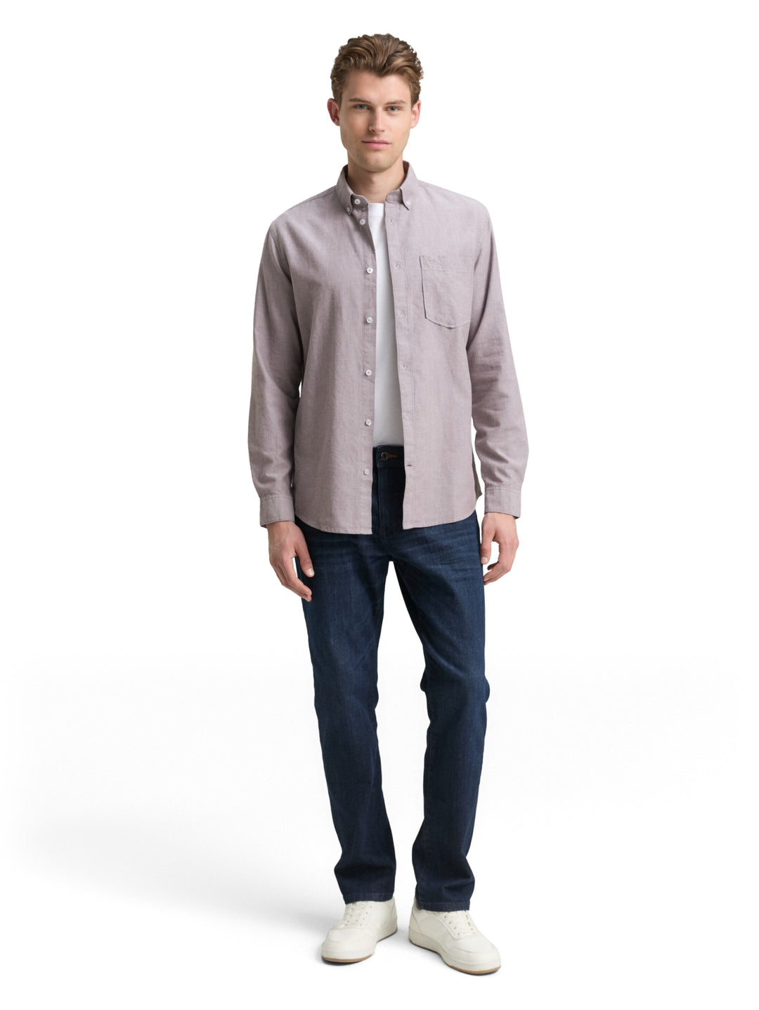 oxford shirt, brown white chambray 38935 Bild 3