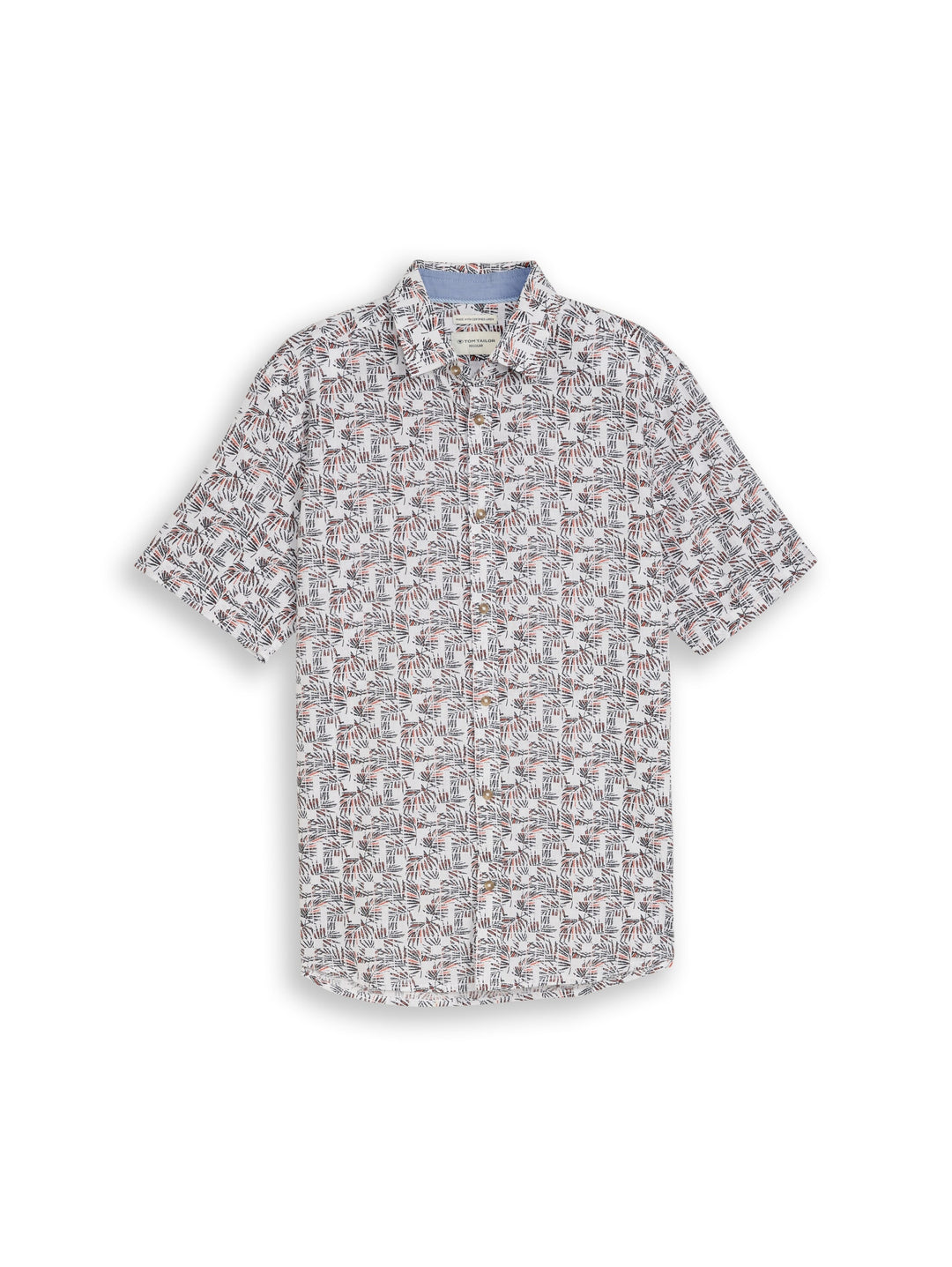printed cotton linen shirt, white palm tree design 39621 Bild 1