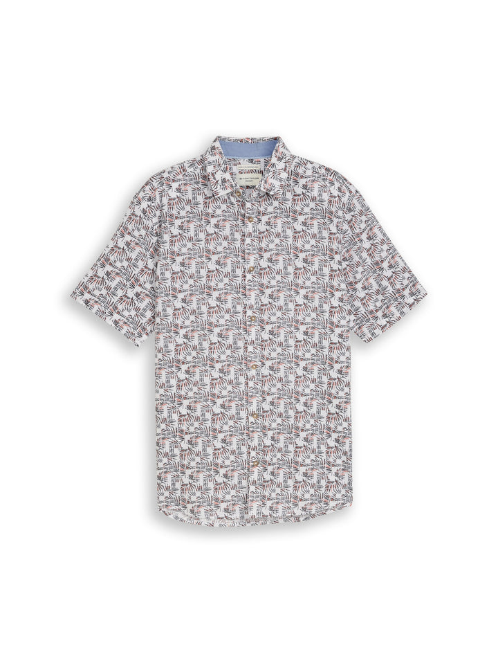 printed cotton linen shirt, white palm tree design 39621 Bild 1