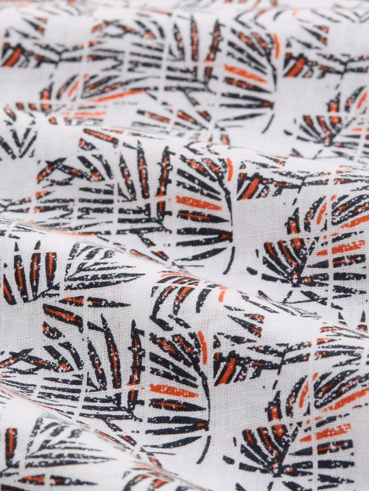 printed cotton linen shirt, white palm tree design 39621 Bild 2