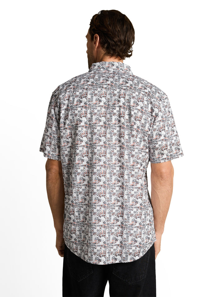 printed cotton linen shirt, white palm tree design 39621 Bild 4
