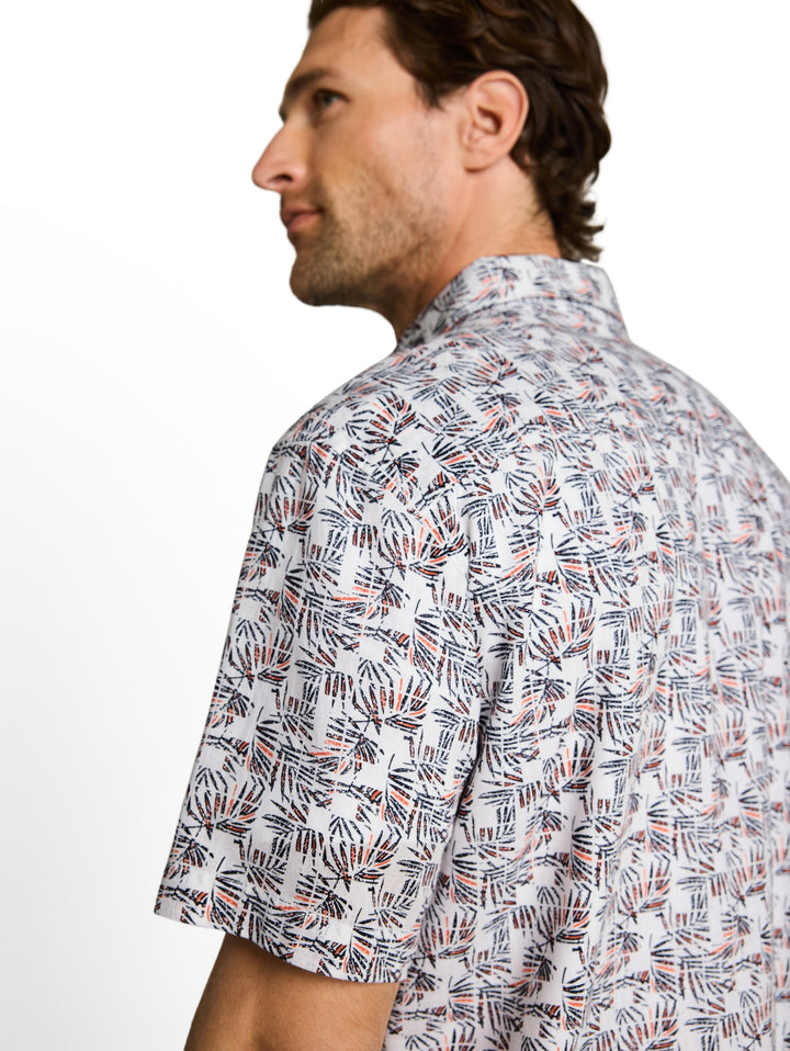 printed cotton linen shirt, white palm tree design 39621 Bild 5
