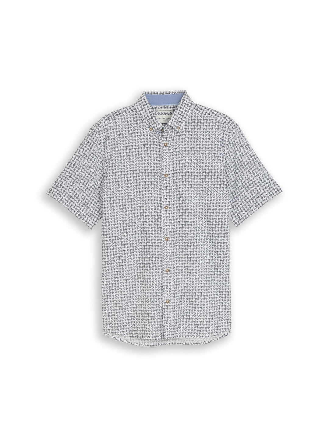printed cotton linen shirt, white navy small leaf design 39645 Bild 1