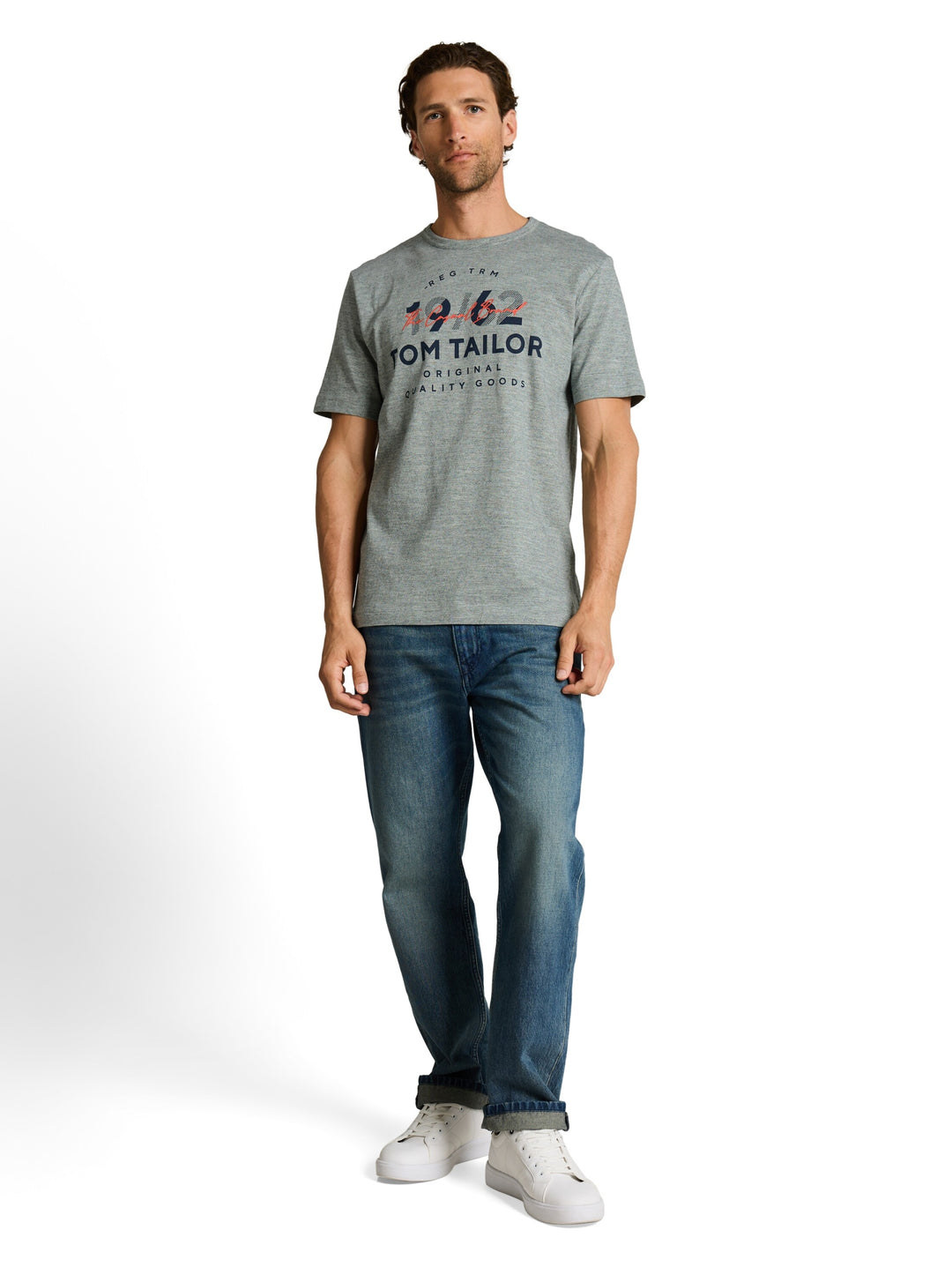printed fine stripe t-shirt, green navy injected 40037 Bild 3