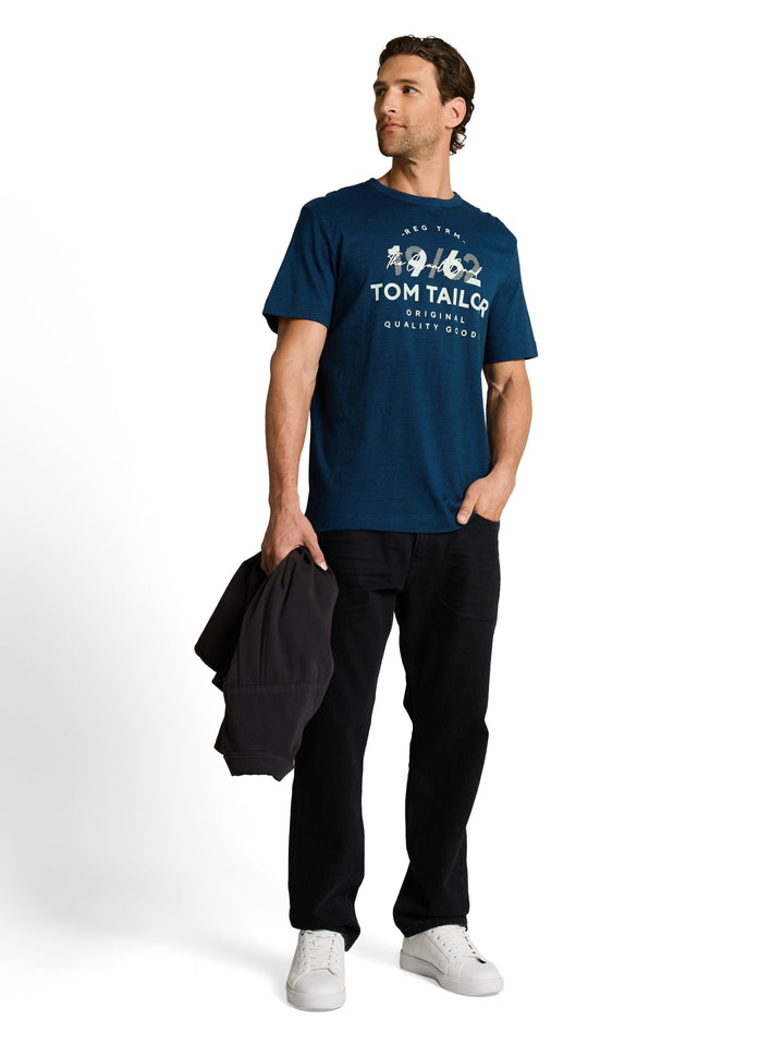 printed fine stripe t-shirt, navy blue petrol injected 40036 Bild 3