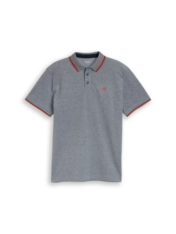 printed polo, navy white two tone pique 24571 Bild 1