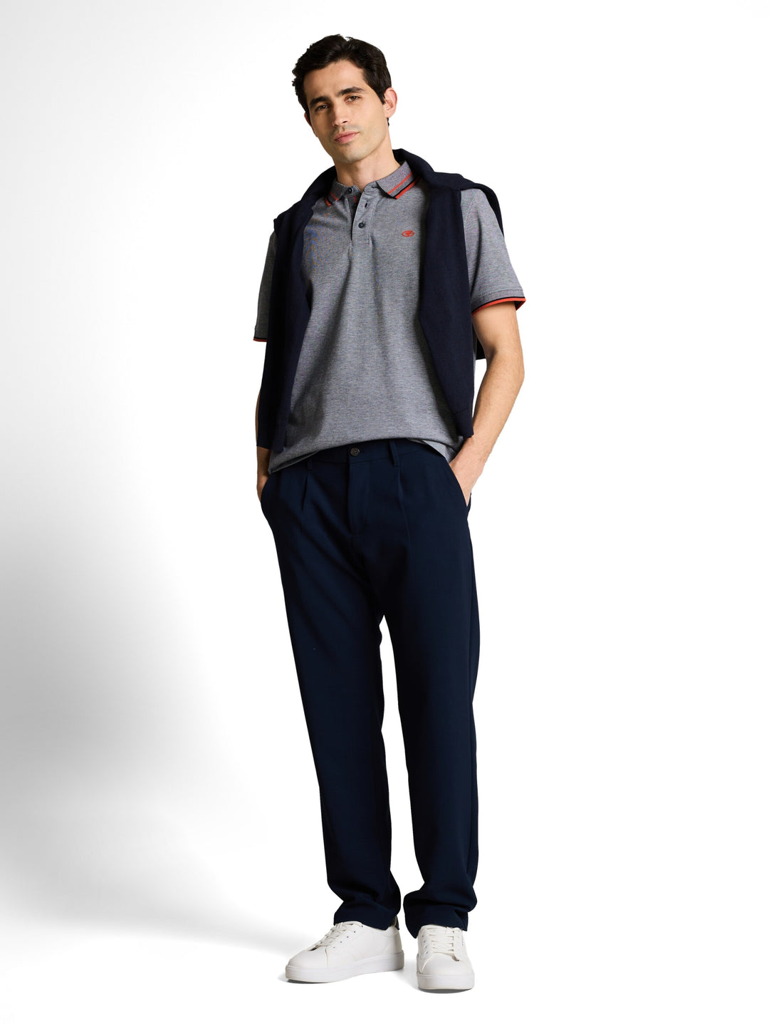 printed polo, navy white two tone pique 24571 Bild 3