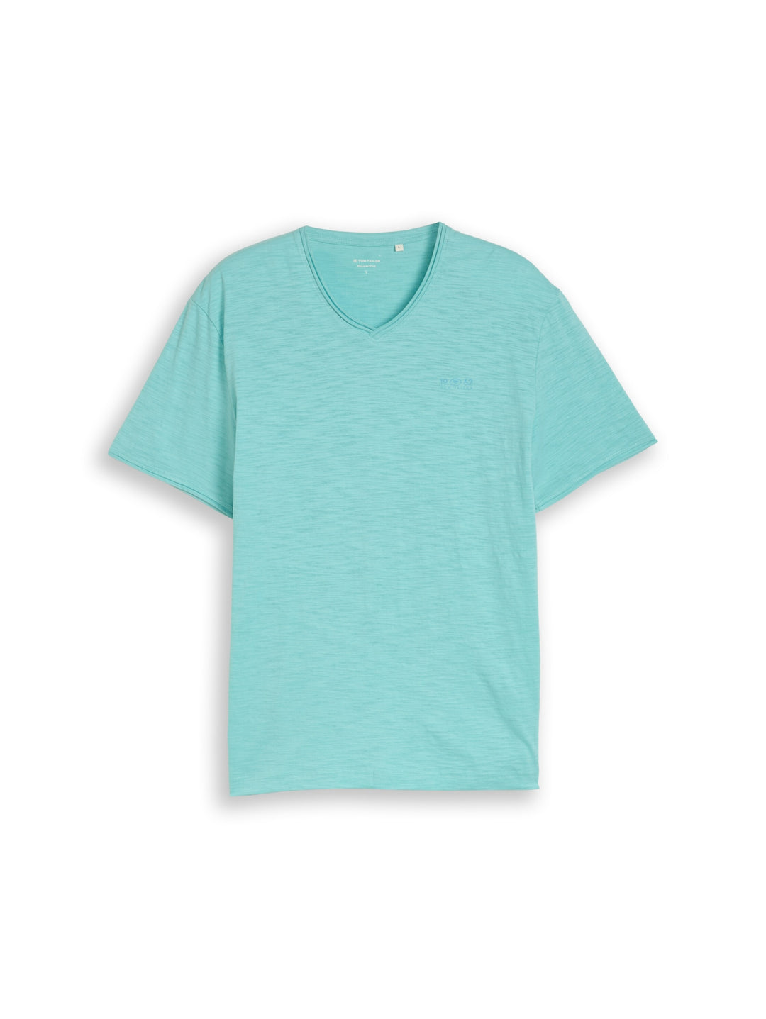 printed slub v-neck t-shirt, river teal 39442 Bild 1