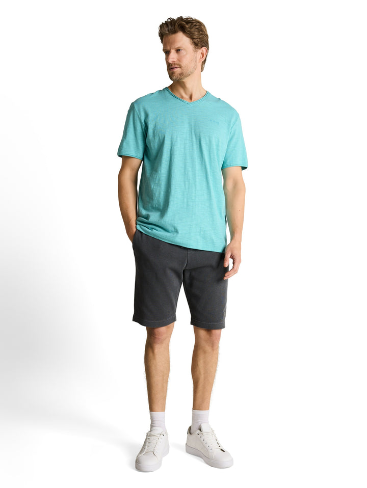 printed slub v-neck t-shirt, river teal 39442 Bild 3