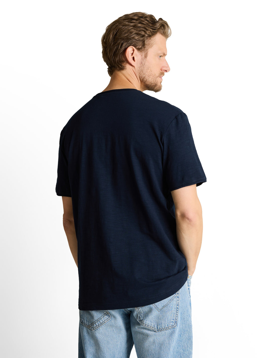 printed slub v-neck t-shirt, sky captain blue 10668 Bild 4