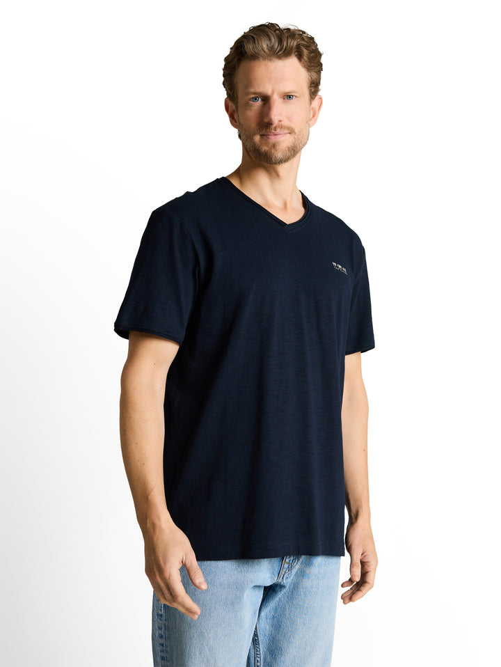 printed slub v-neck t-shirt, sky captain blue 10668 Bild 5