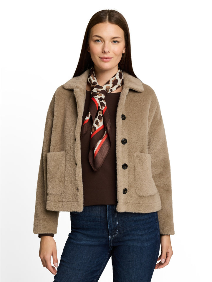 printed square scarf, beige brown leo design 41173 Bild 2