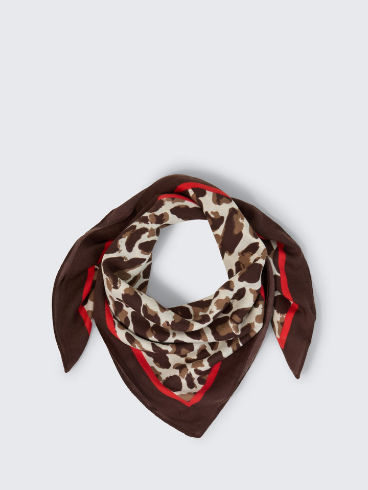 printed square scarf, beige brown leo design 41173 Bild 4
