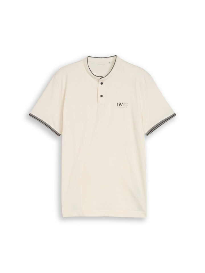 printed stand-up collar polo, Gardenia White 10348 Bild 1