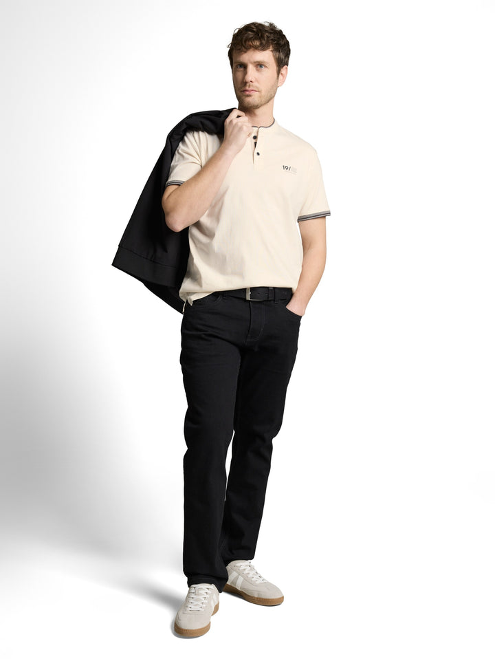 printed stand-up collar polo, Gardenia White 10348 Bild 3