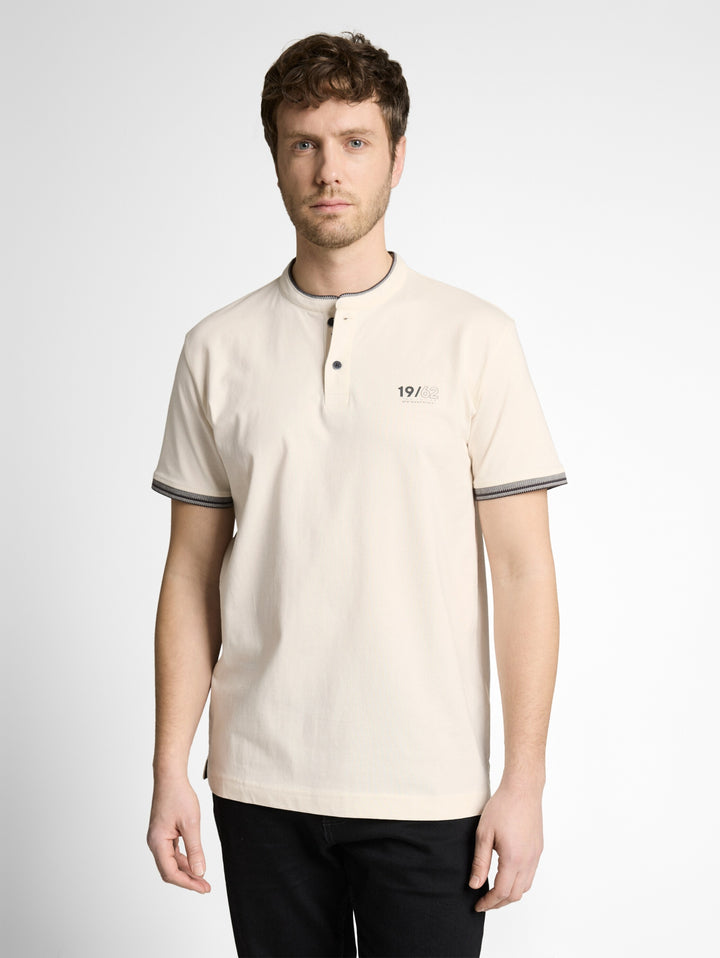 printed stand-up collar polo, Gardenia White 10348 Bild 5