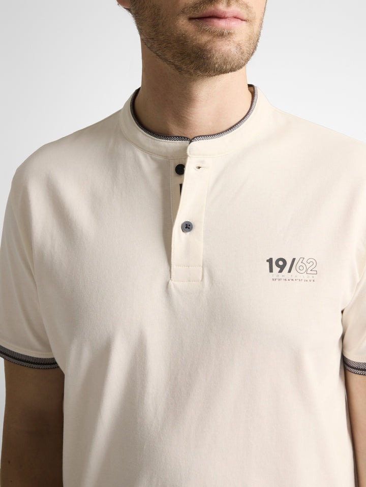 printed stand-up collar polo, Gardenia White 10348 Bild 6