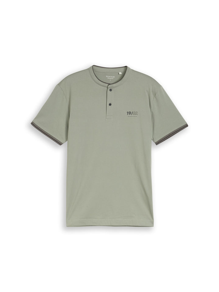 printed stand-up collar polo, Greyish Shadow Olive 10767 Bild 1