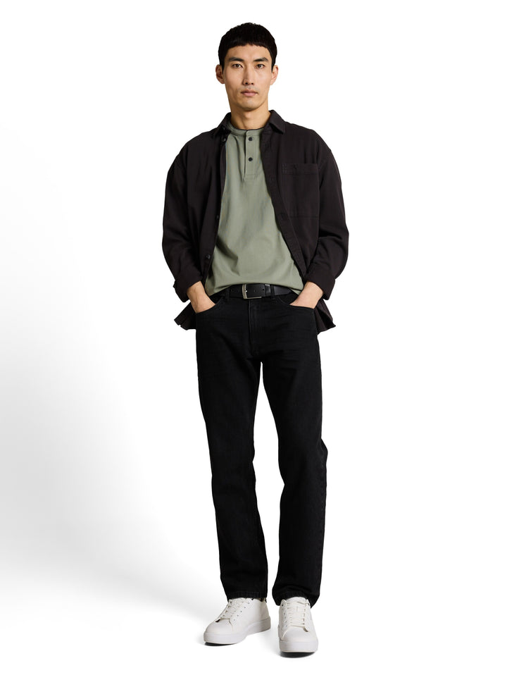printed stand-up collar polo, Greyish Shadow Olive 10767 Bild 3