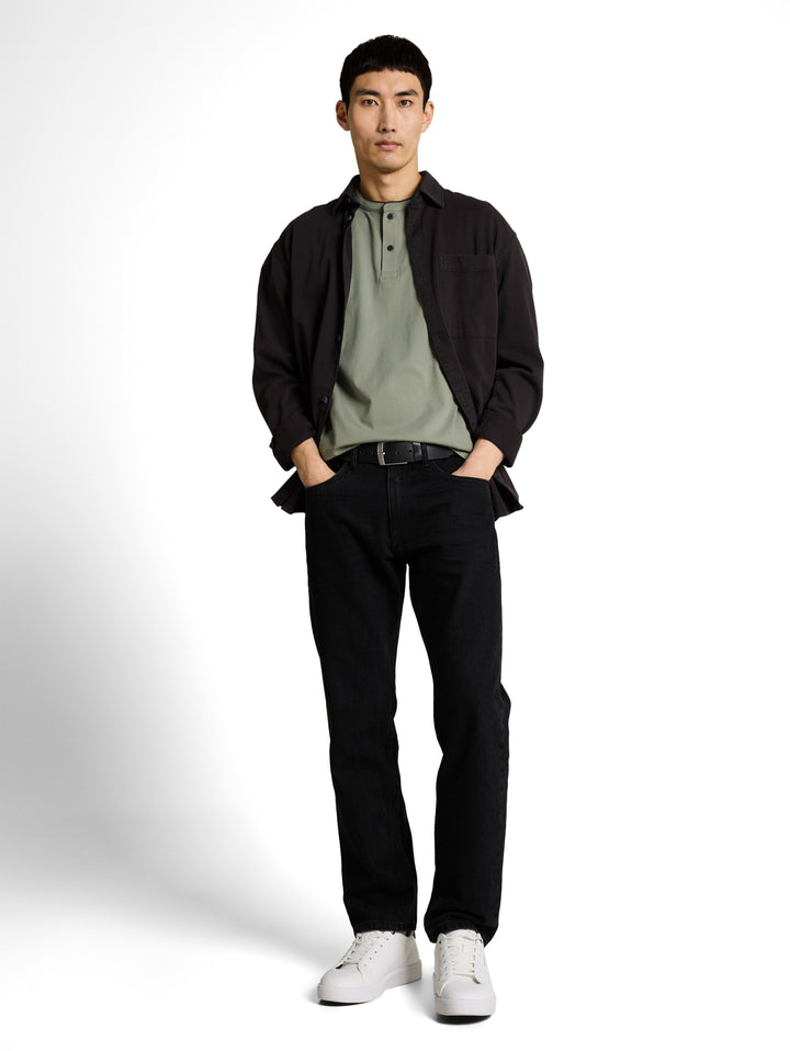 printed stand-up collar polo, Greyish Shadow Olive 10767 Bild 3