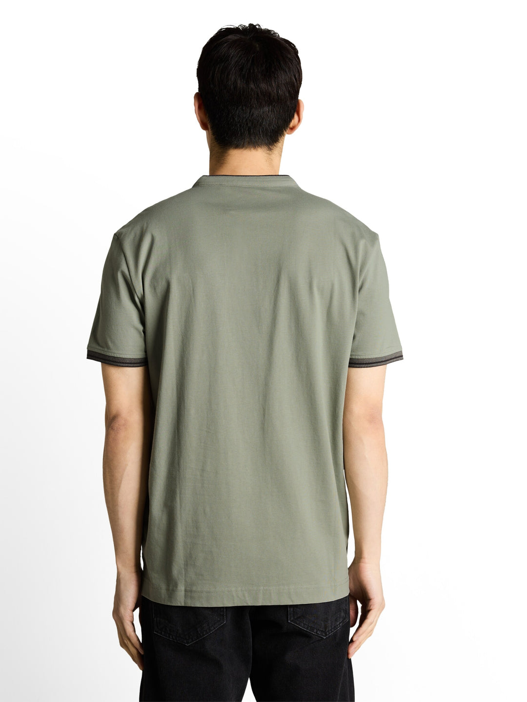 printed stand-up collar polo, Greyish Shadow Olive 10767 Bild 4