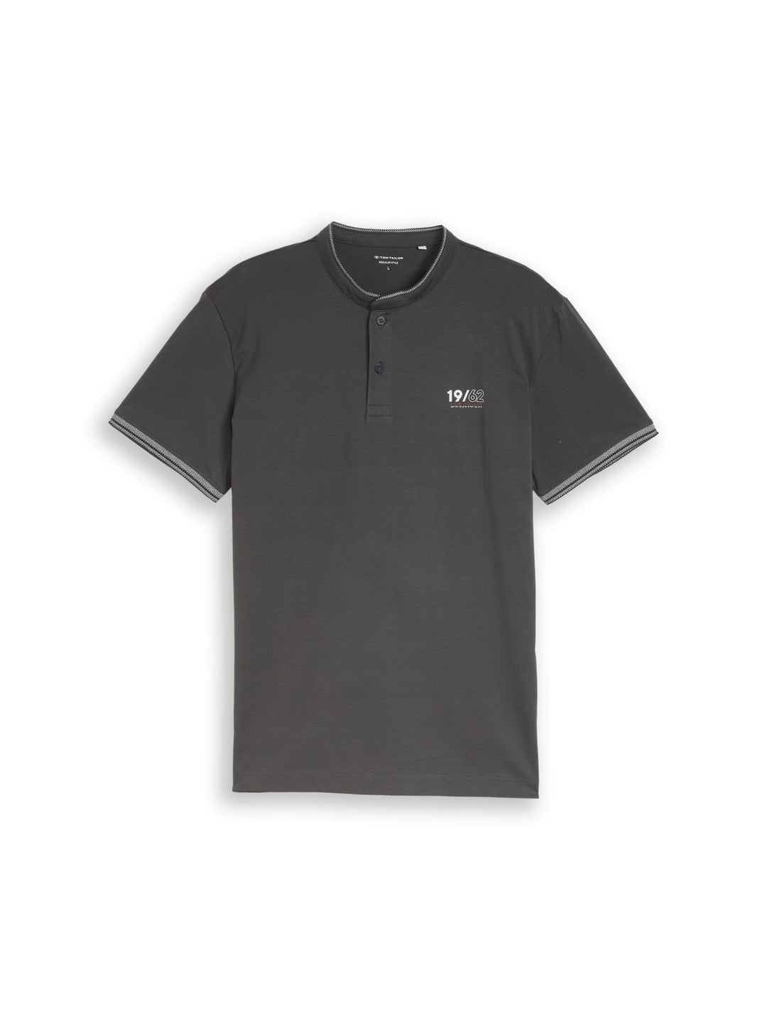 printed stand-up collar polo, Tarmac Grey 10899 Bild 1