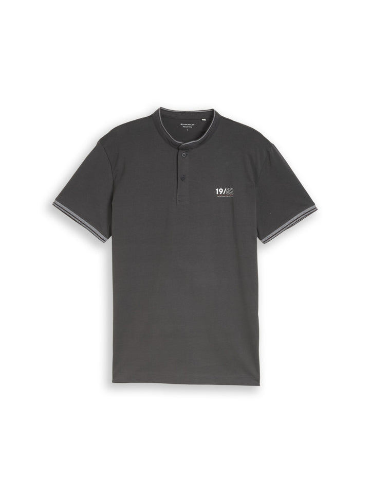 printed stand-up collar polo, Tarmac Grey 10899 Bild 1