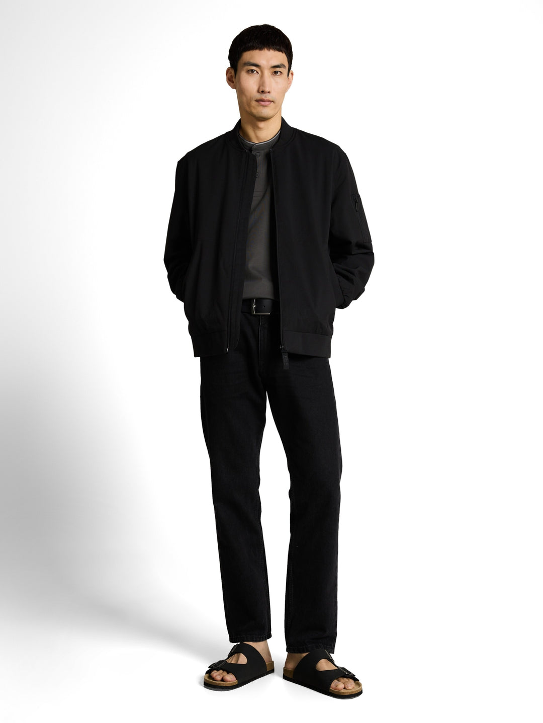 printed stand-up collar polo, Tarmac Grey 10899 Bild 3