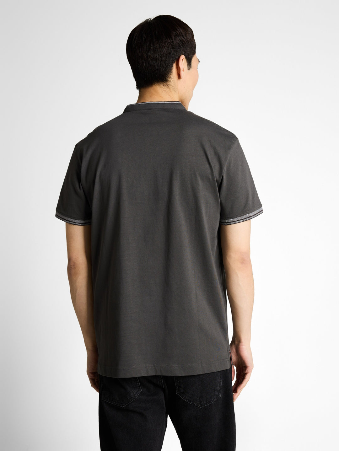 printed stand-up collar polo, Tarmac Grey 10899 Bild 4