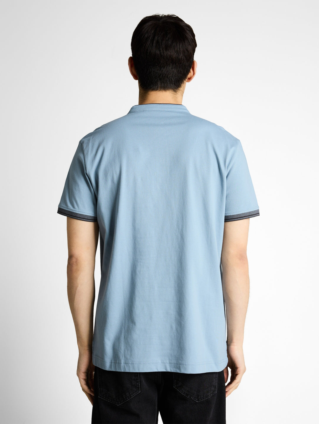 printed stand-up collar polo, mountain spring blue 39441 Bild 4
