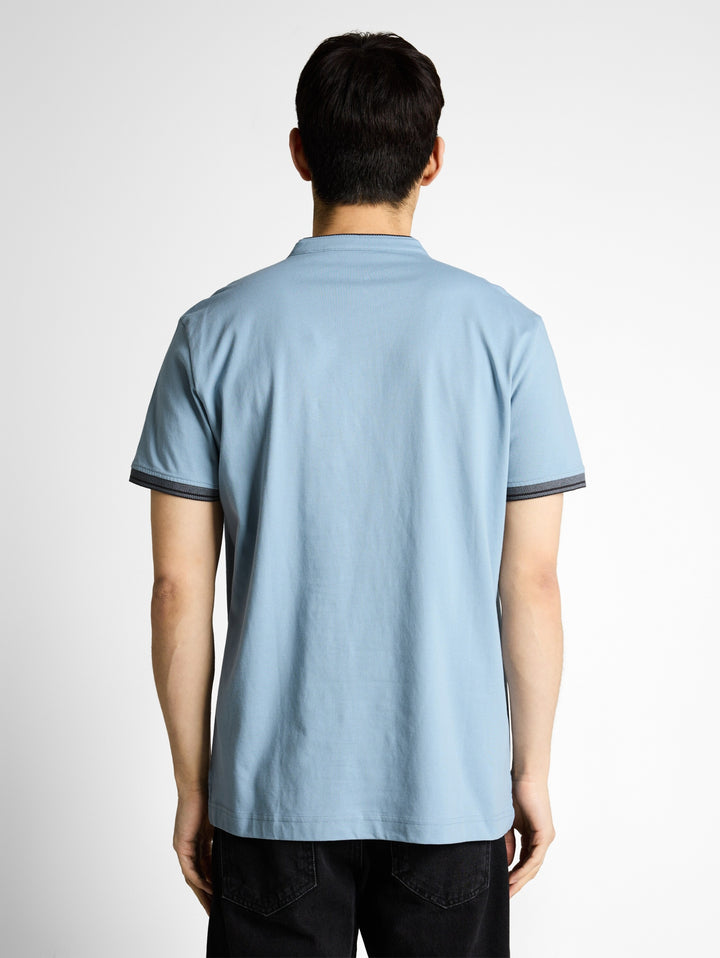 printed stand-up collar polo, mountain spring blue 39441 Bild 4