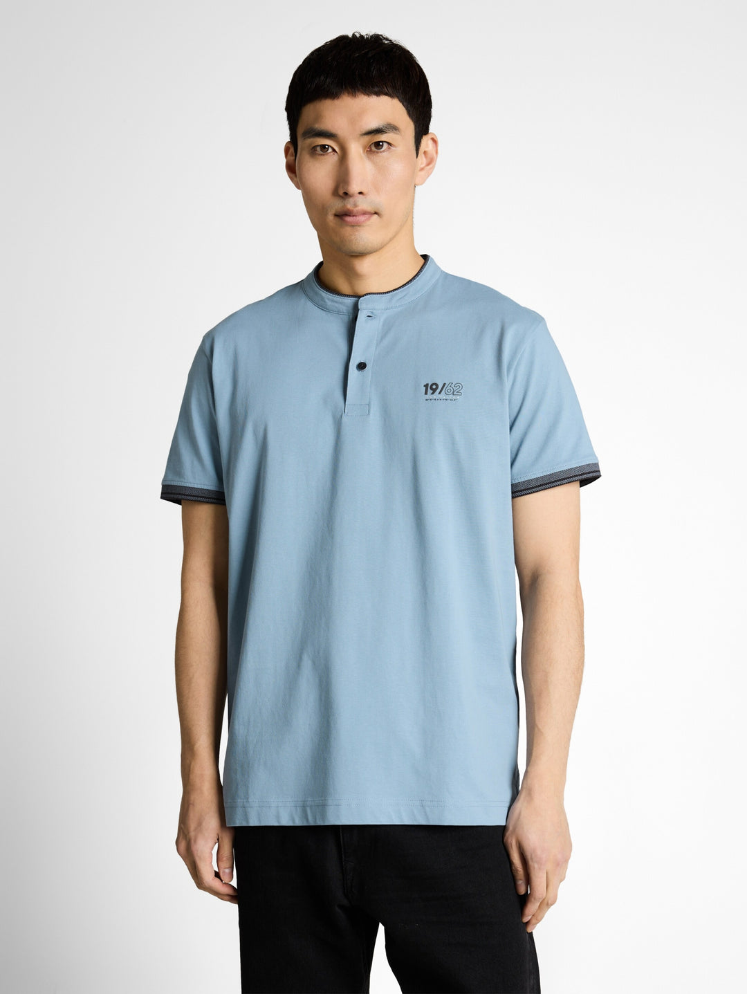 printed stand-up collar polo, mountain spring blue 39441 Bild 5