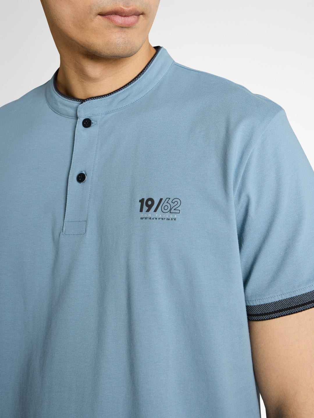 printed stand-up collar polo, mountain spring blue 39441 Bild 6