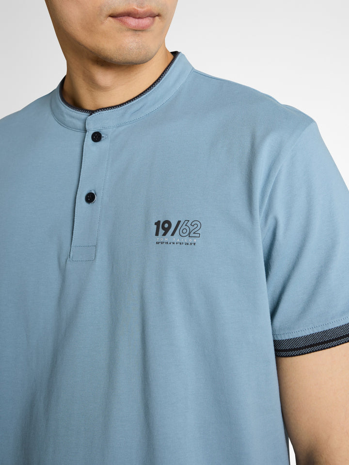 printed stand-up collar polo, mountain spring blue 39441 Bild 6