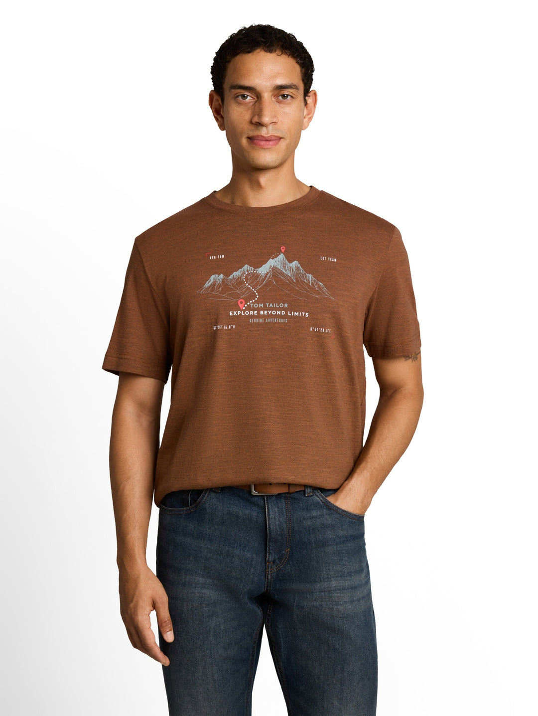printed t-shirt, brown olive injected stripe 40927 Bild 5