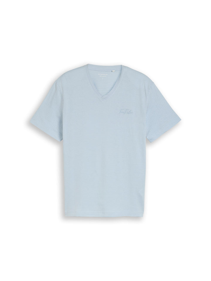 printed v-neck t-shirt, light blue grey 35249 Bild 1