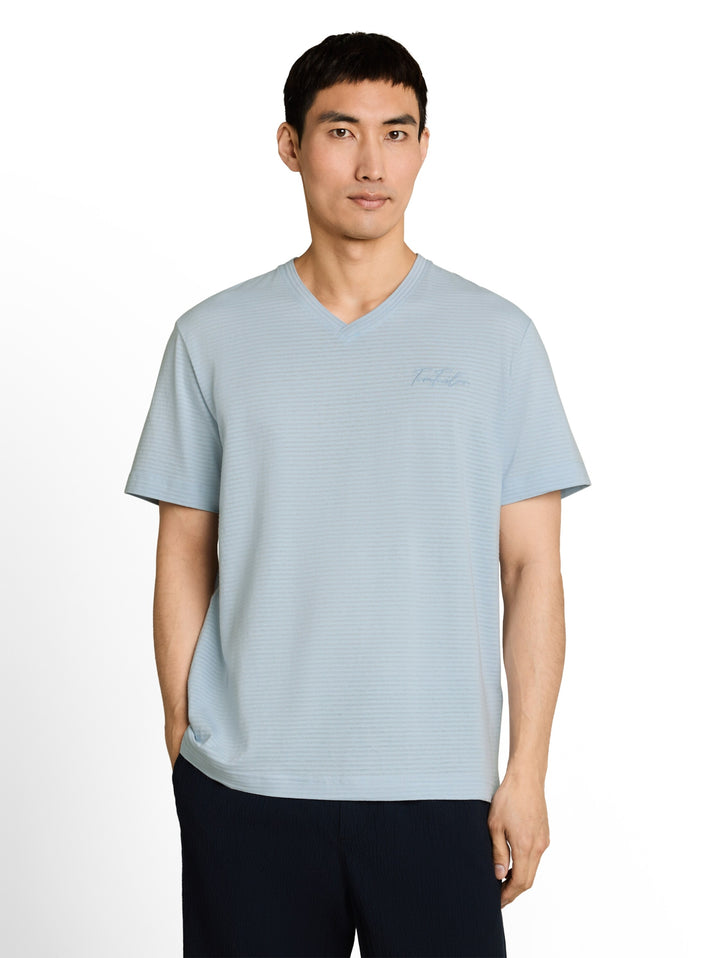 printed v-neck t-shirt, light blue grey 35249 Bild 5