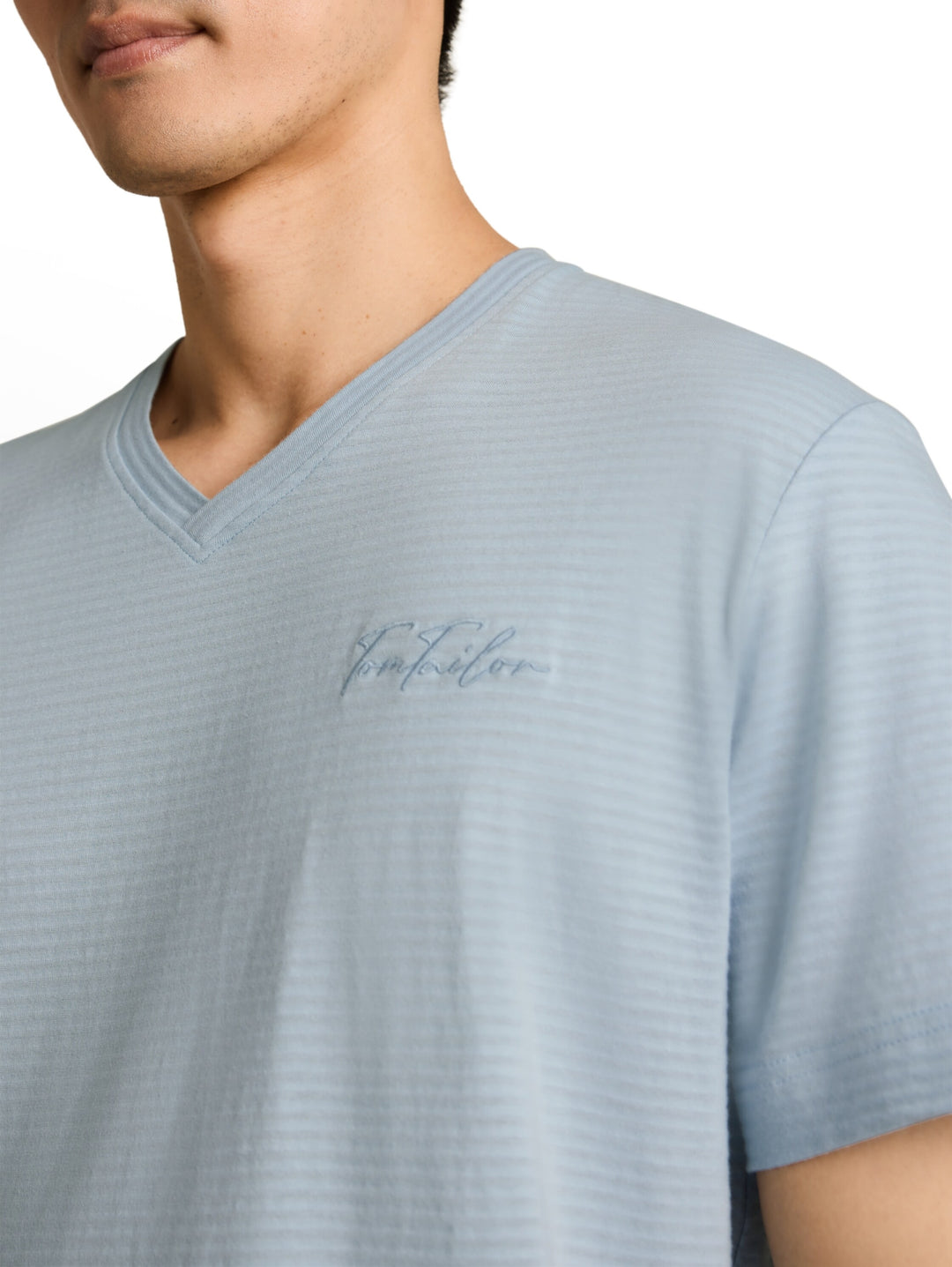 printed v-neck t-shirt, light blue grey 35249 Bild 6