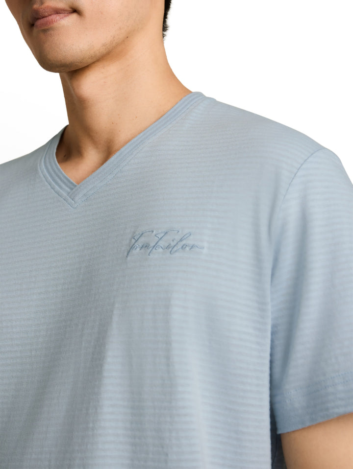 printed v-neck t-shirt, light blue grey 35249 Bild 6