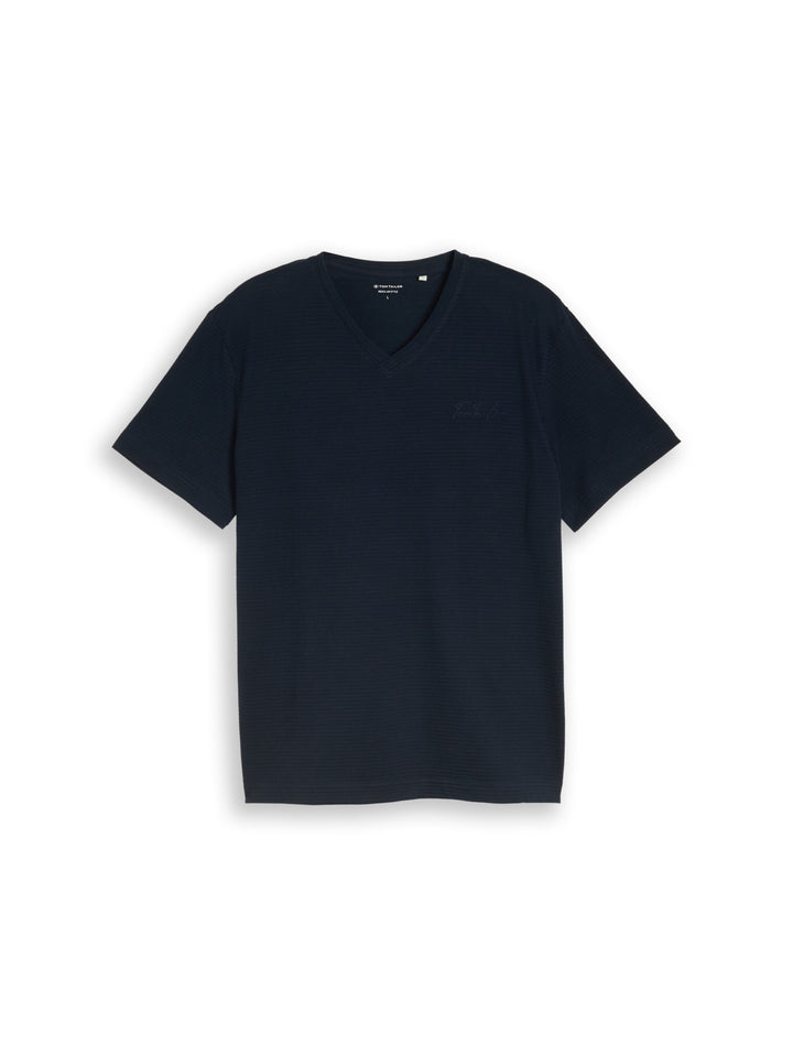 printed v-neck t-shirt, sky captain blue 10668 Bild 1