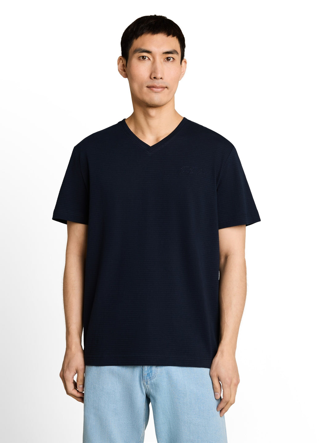 printed v-neck t-shirt, sky captain blue 10668 Bild 5