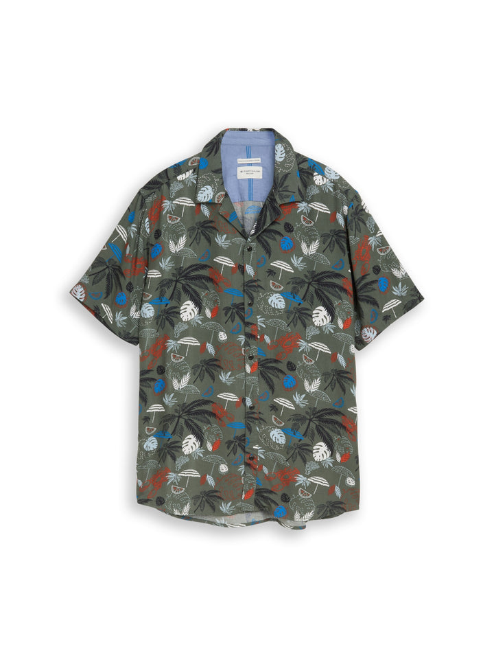 printed viscose twill shirt, leaf green beach design 40190 Bild 1