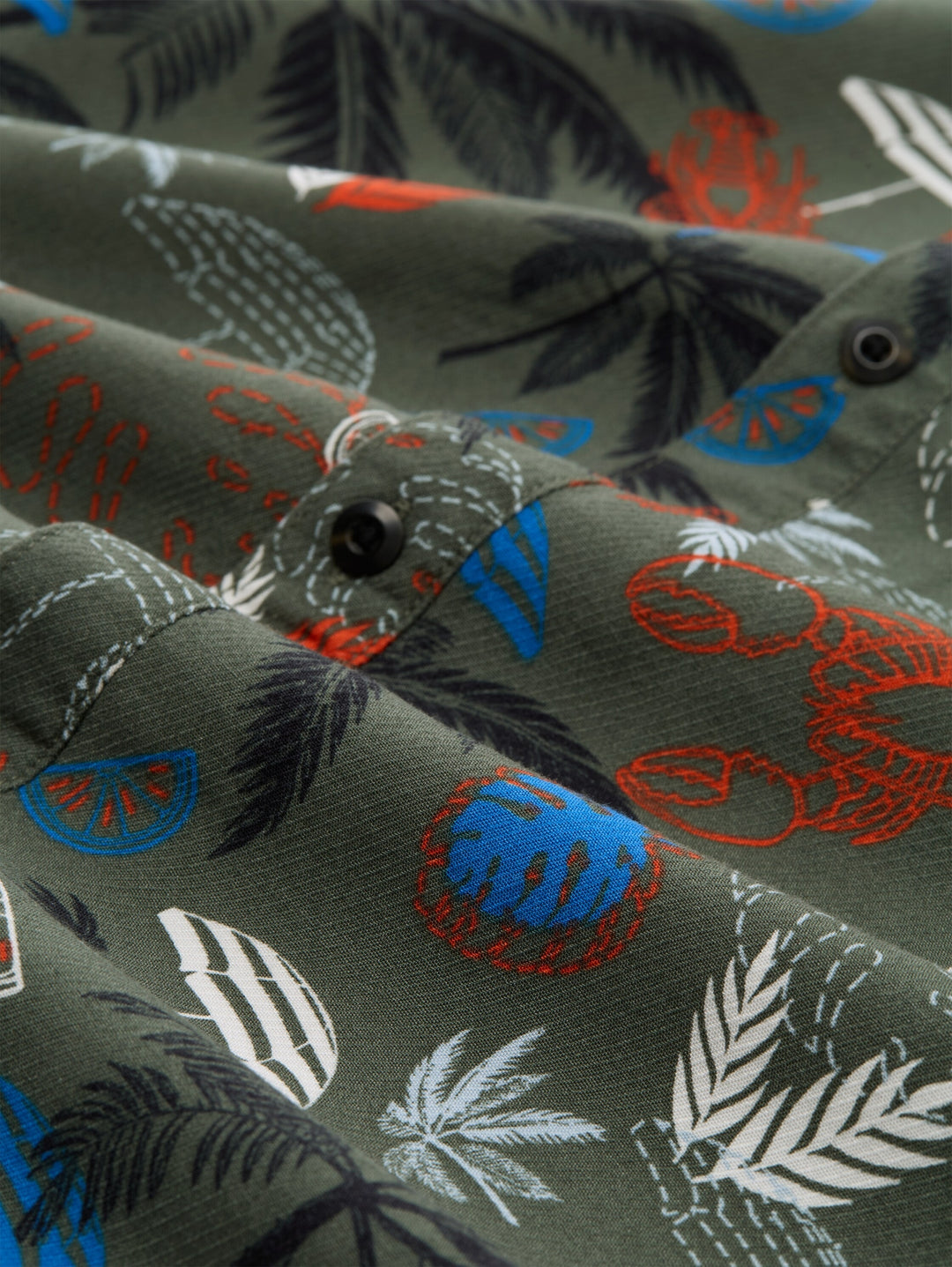 printed viscose twill shirt, leaf green beach design 40190 Bild 2